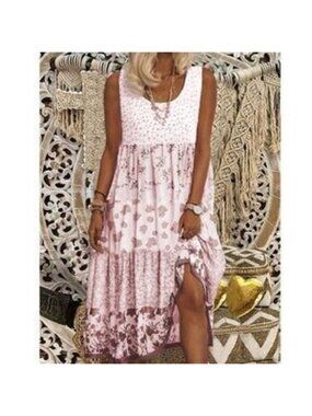 Plus Floral Print Tank summer Cottagecore Dress